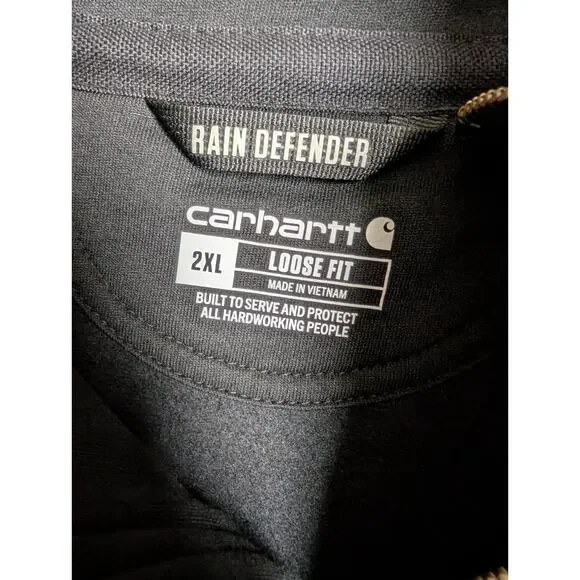 NWT Carhartt Rain Defender Sweatshirt Mens 2XL Black Loose Heavyweight 1/4 Zip - Picture 3 of 5